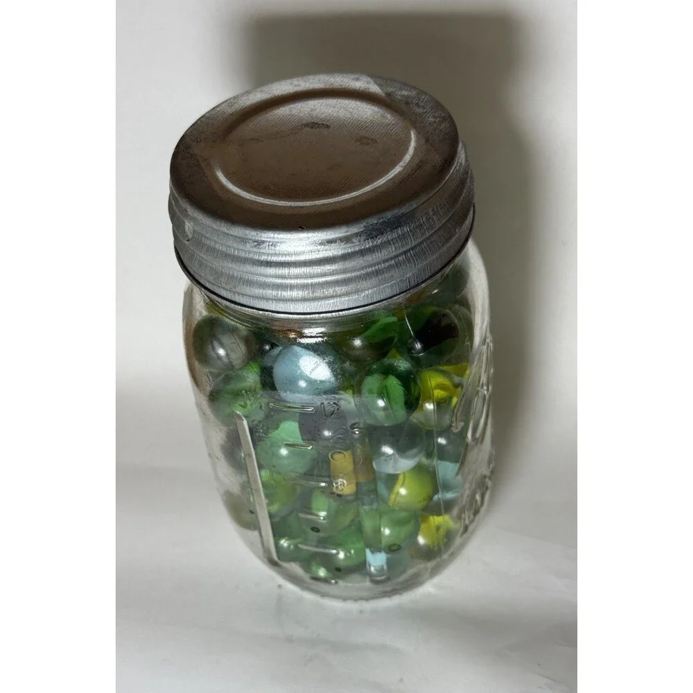 Ball Mason Pint Canning Vintage Jar and Glass Marbles #3